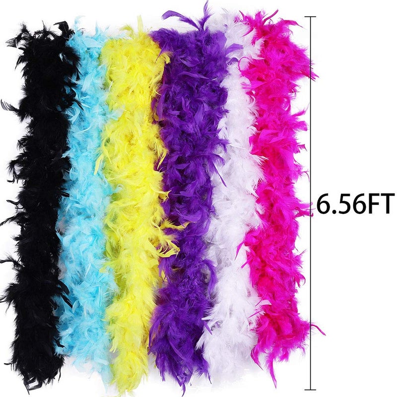 Max Fun 6PCS Feather Boas Party Pack for Adults Assorted Colors 6.6ft Mardi Gras Decorations Womens Girls Costume Boas Dress Up Party Bulk - Image 2